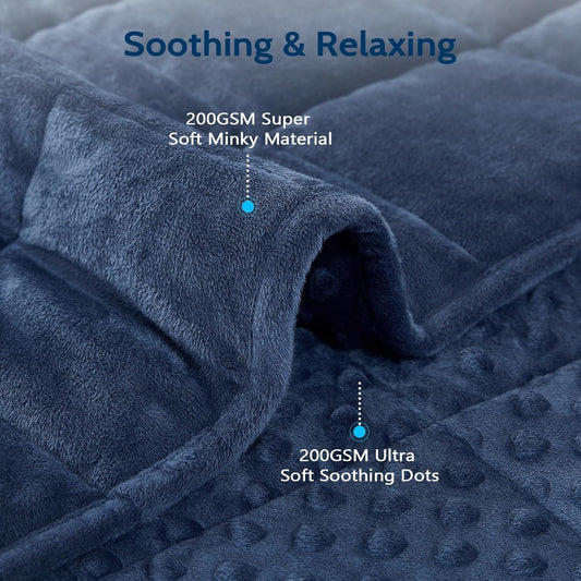L'AGRATY Weighted Blanket for Adult - 48"x72" 15lbs Minky Dots Heavy Blanket with Glass Beads: Soft Breathable for All-Season Summer Fall Winter Thick Comfort for Sleeping