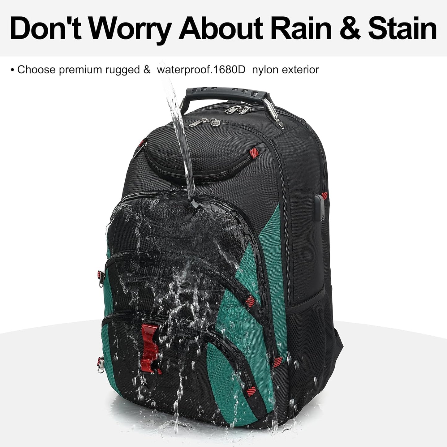 Boavan Laptop Backpack for men, 17.3 inch Laptop Bag with USB Port, Waterproof Travel Work Backpack Purse, Anti-Theft Teacher Nurse Doctor Casual Bookbags Office Business backpack,Black&Deep Juniper