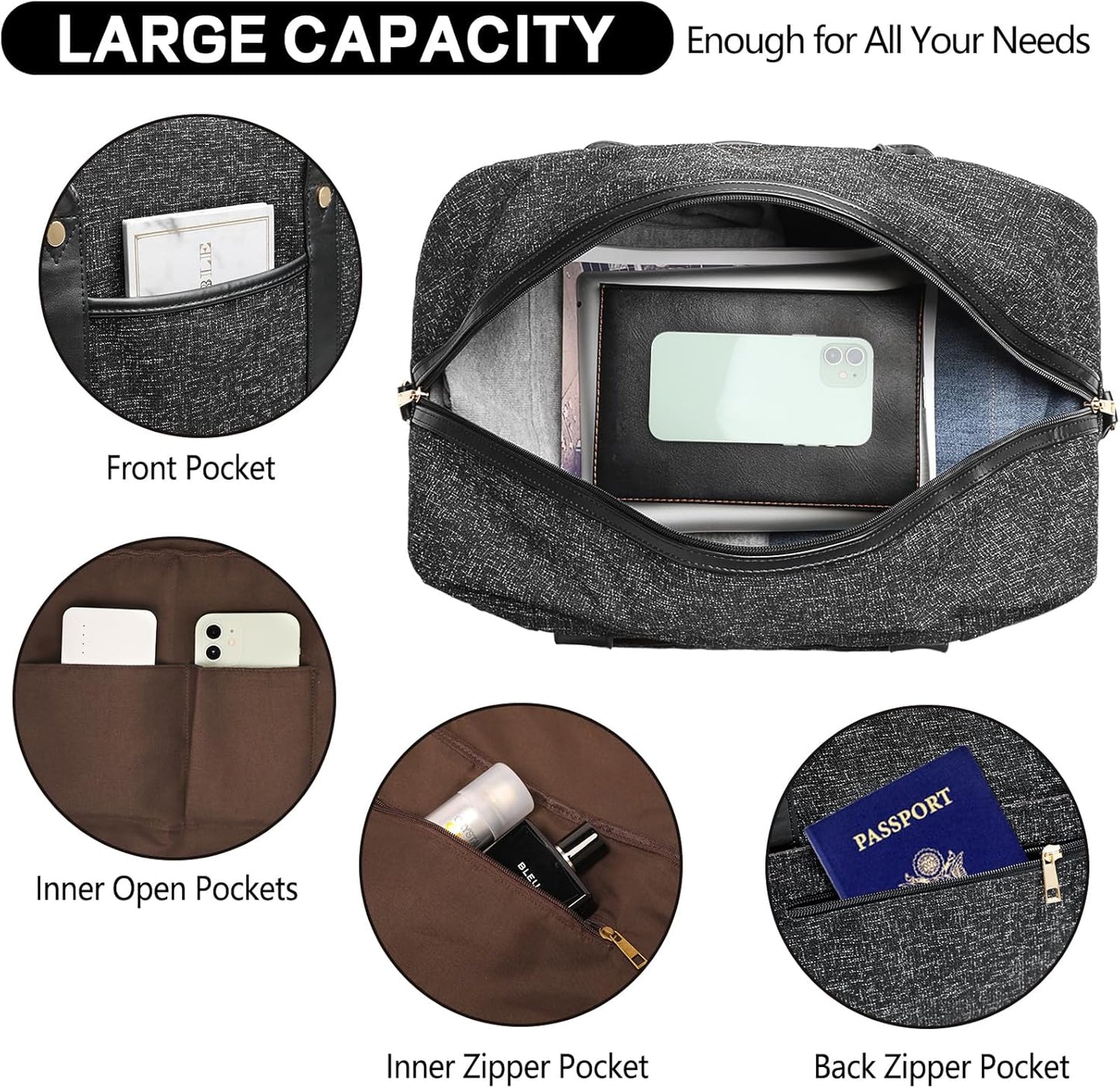 Weekender Bag for Women Canvas Overnight Bag Large Travel Tote Bag Carry on Shoulder Duffle Bag With Shoe Compartment,Perfect for Travel/Daily Use/Birthday Gift …