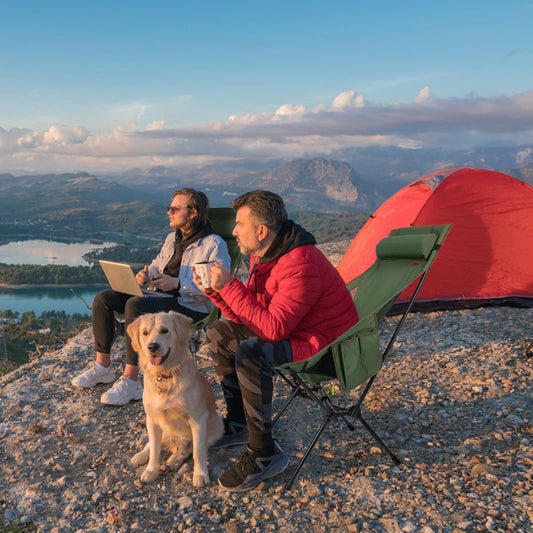 Portable High Back Camping Chair, Support Heavy Duty 440 lbs, Lightweight Folding Chair with Adjustable Pillow for Hiking, Beach, Backpacking