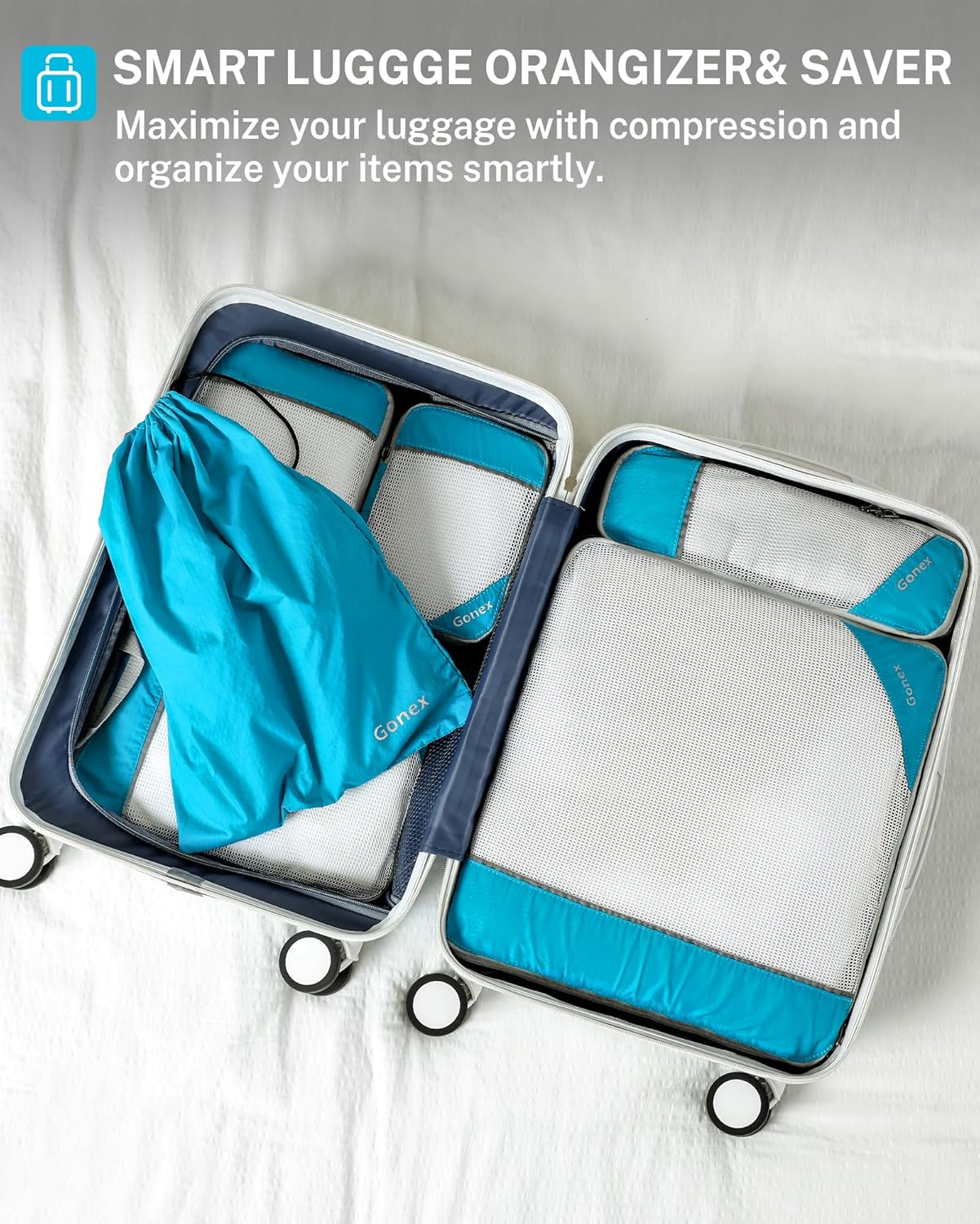Compression Packing Cubes, Gonex Extensible Storage Mesh Bags Organizers