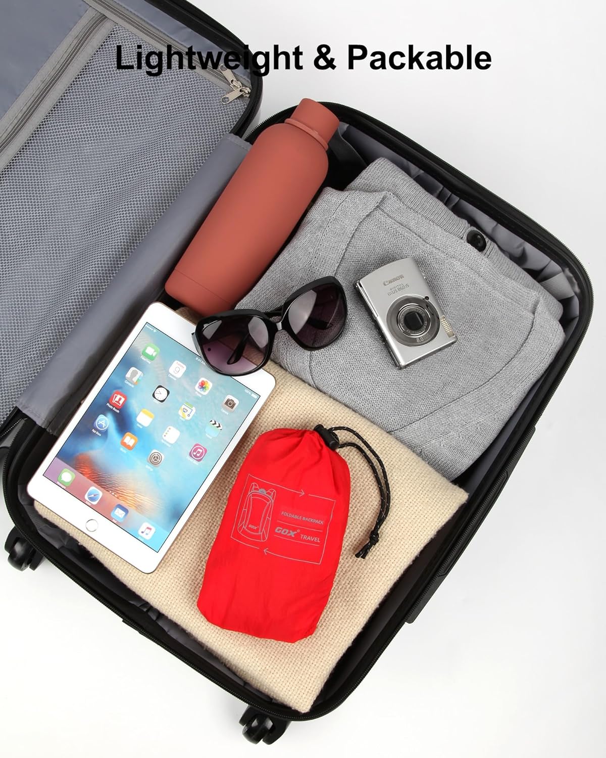 GOX Foldable 20l Backpack For Travel Lightweight Hiking Packable Daypack for Men Travel Camping Outdoor Bag Women (Red)