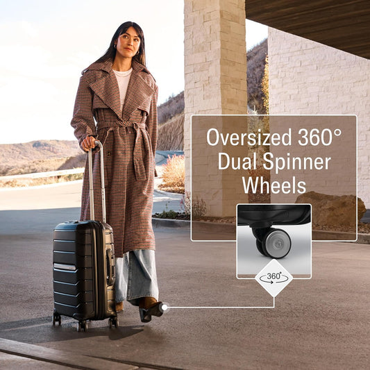 Samsonite Freeform Hardside Carry-On Luggage with Spinner Wheels - Hardshell Suitcase - TSA, Airline-Approved - Expandable Hard Shell, Smooth Rolling Wheels for Lightweight Travel - Light Grey