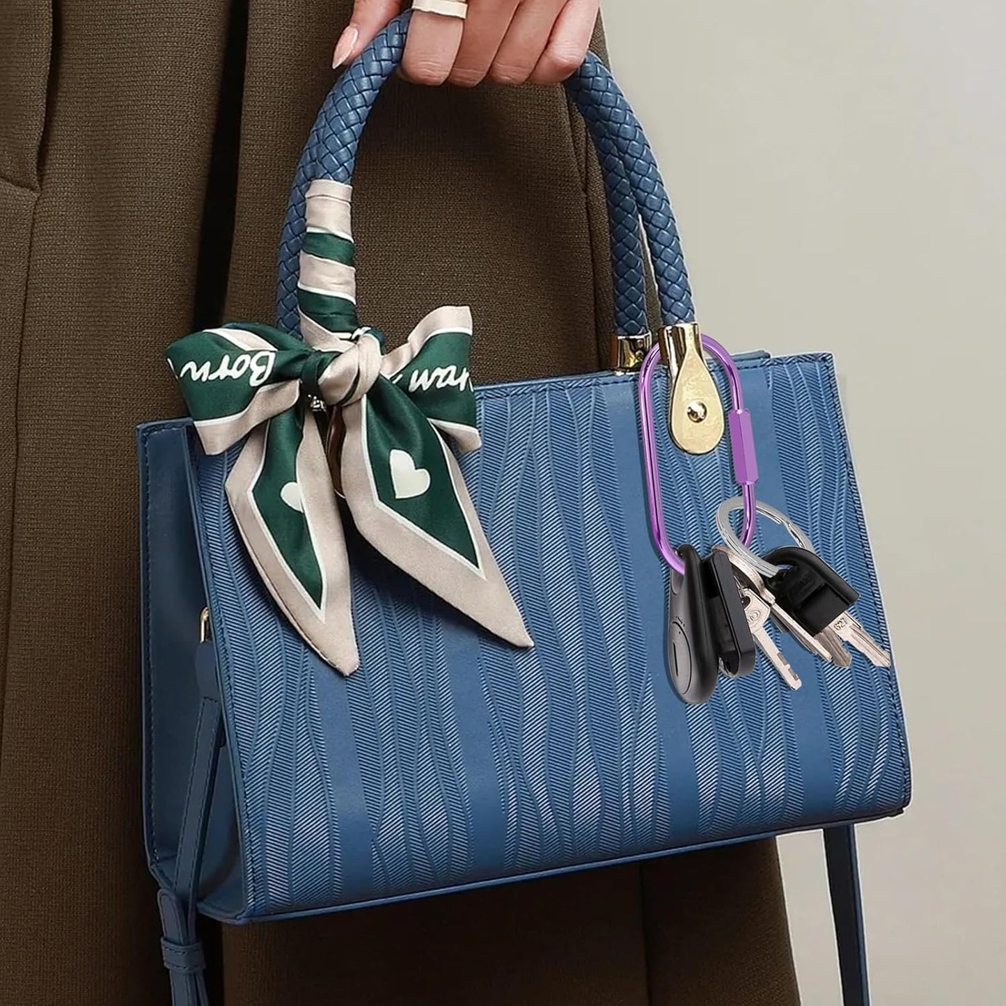 Key Chain, Brass Key Rings 2 Pack Screw Lock Key Organizer with 4 Rings Carabiner Keychain Clip for Men and Women