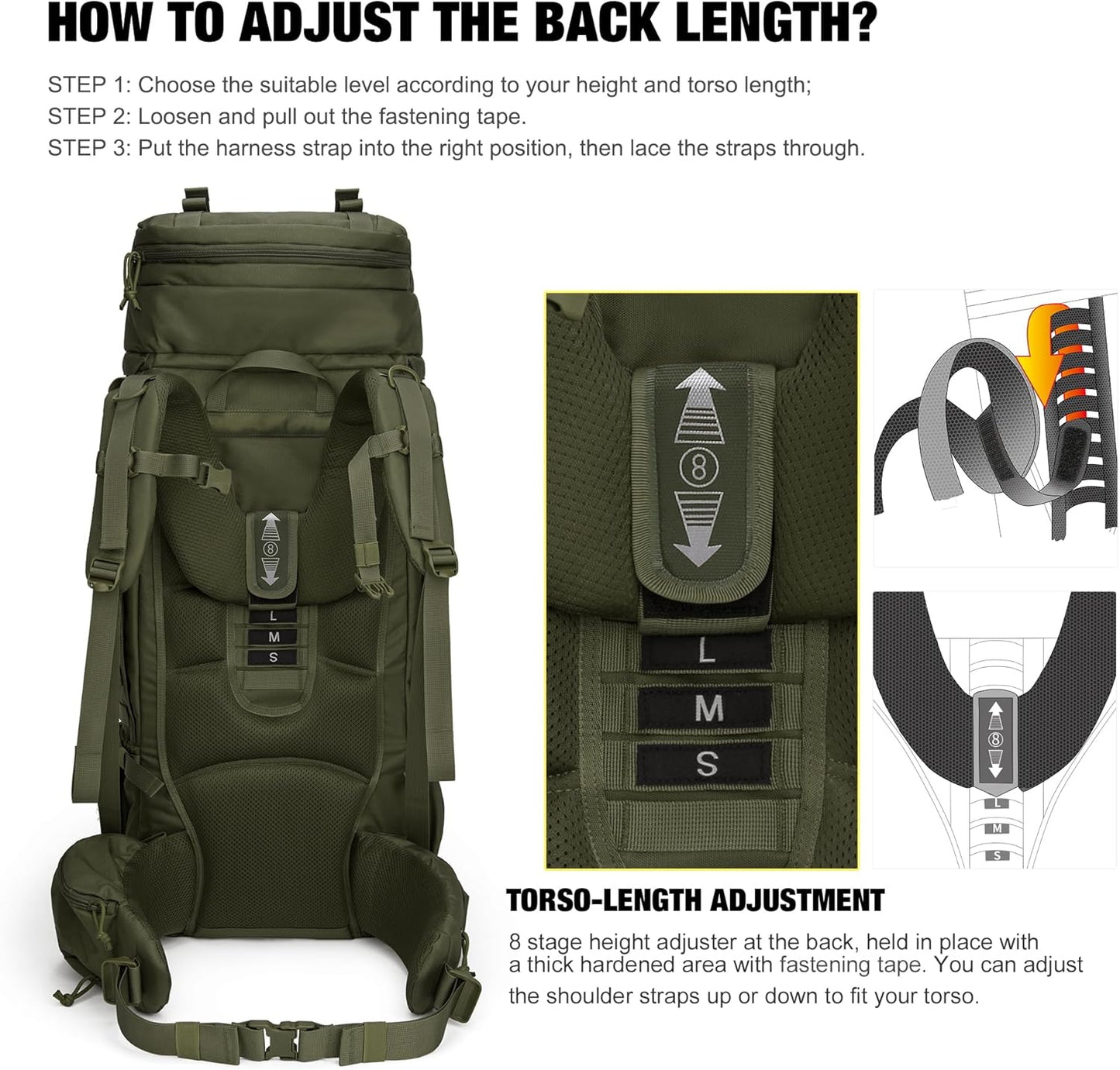 Mardingtop 75L Molle Hiking Internal Frame Backpacks with Rain Cover for Camping,Backpacking,Travelling