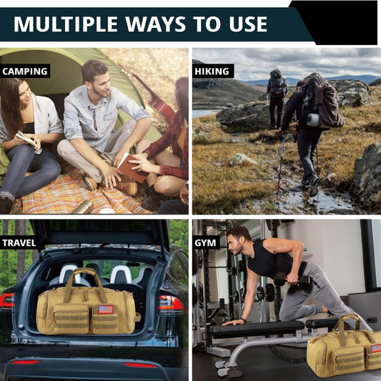 Tactical Gym Bag for Men,50L Large 3 in 1 Sports Duffle Bag with Shoes Compartment for Travel,Water Resistant Travel Backpack Weekender Overnight Bag with Wet Pocket for Women