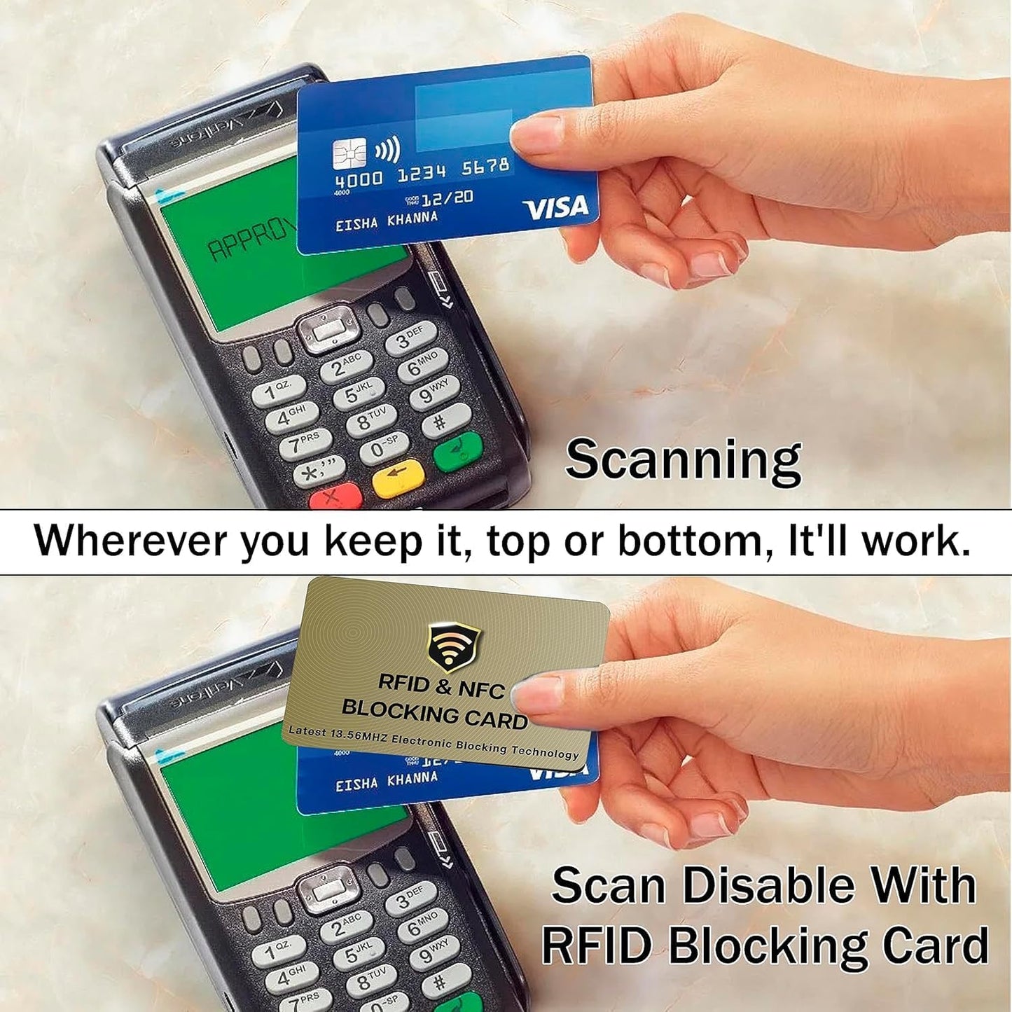 SaiTech IT RFID Cards, 5 Pack One Card Protects Entire Wallet Purse For Men & Women, NFC Contactless Bank Debit Credit Card Protector ID ATM Guard Card – Golden