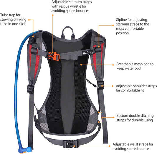 Unigear Hydration Pack Backpack with 70 oz 2L Water Bladder for Running, Hiking, Cycling, Climbing, Camping, Biking