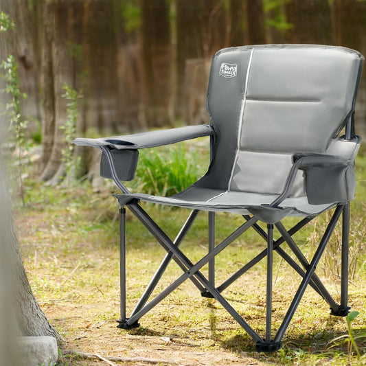TIMBER RIDGE Oversized Folding Camping Chair for Adults, Support 550 LBS Heavy Duty with Cup Holder Side Pocket for Camping, Lawn, Picnic, Grey