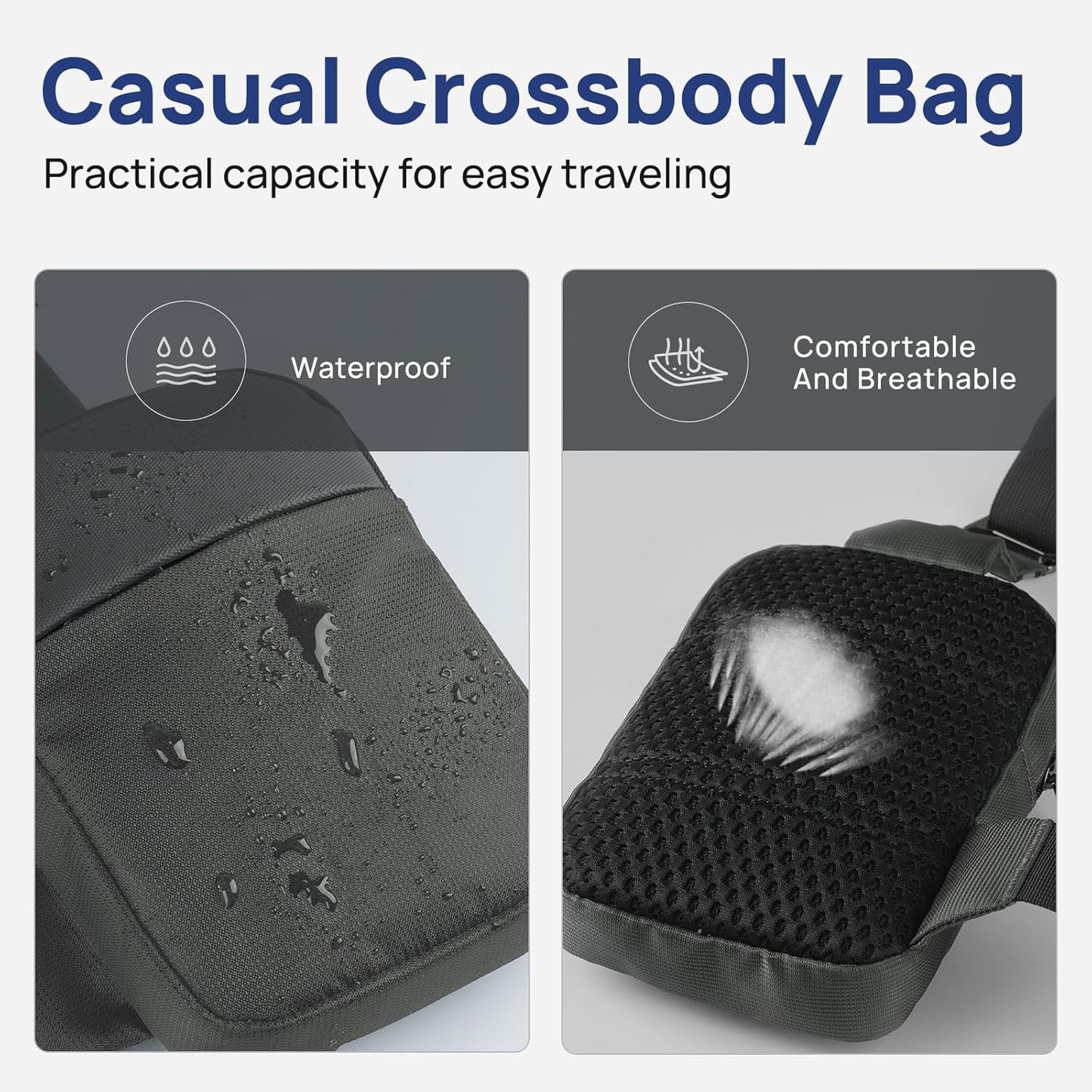 VADOO Crossbody Bags for Women, Mini Lightweight RFID Blocking Sling Men Bag for Phone and Travel (Basic Version- Grey)