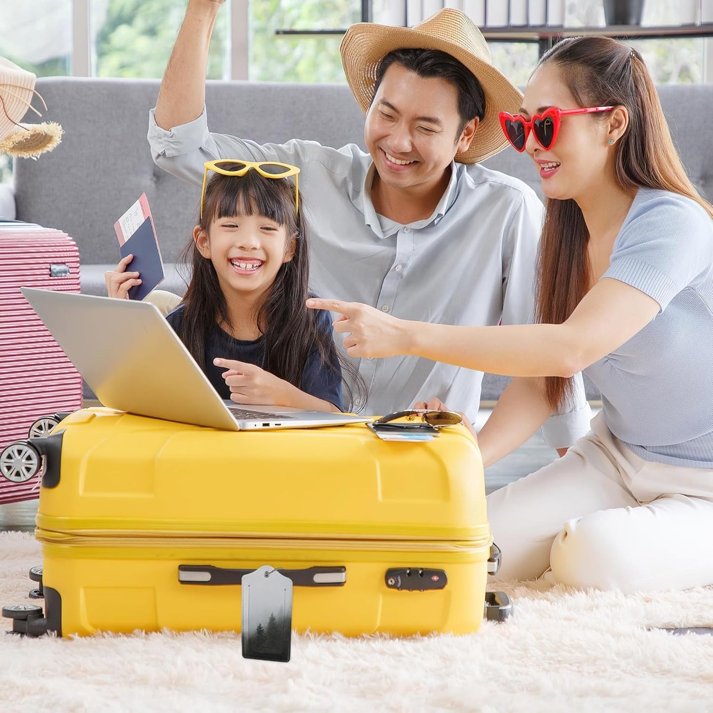 Misty Foggy Mountain 2 PCS Luggage Tags, Privacy Cover ID Label with Stainless Steel Loop and Address Card for Travel Bag Suitcase