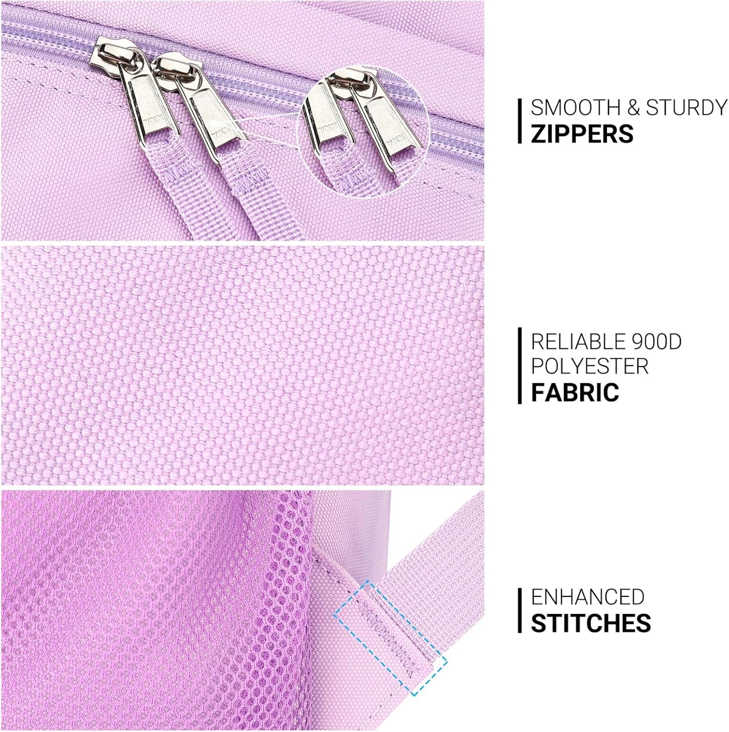 ZORFIN 26L Backpack for College, and Travel: Water Resistant Bookbag - Light Purple