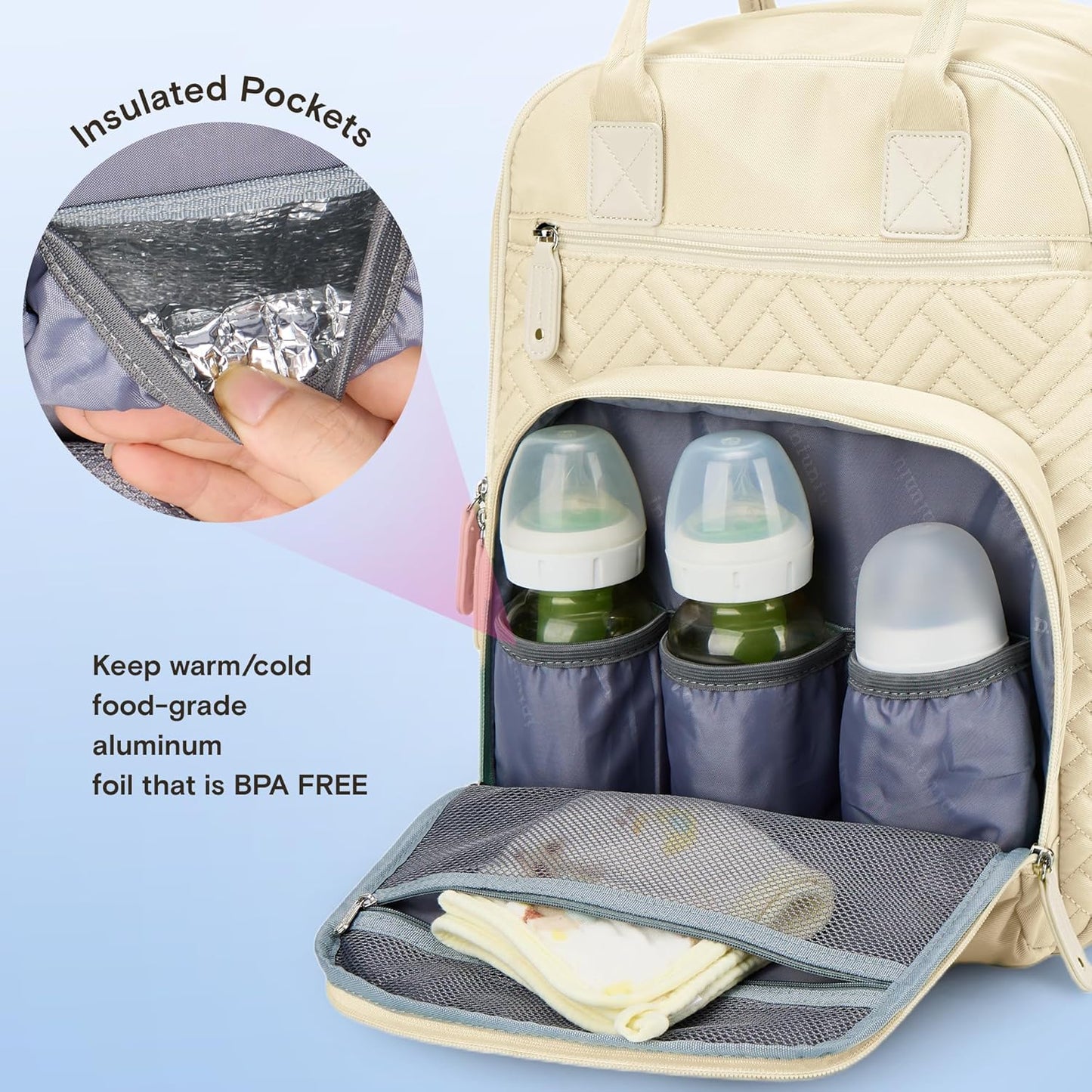 iniuniu Diaper Bag Backpack, 4 in 1 kit Large Unisex Baby Bags for Boys Girls, Waterproof Travel Back Pack with Diaper Pouch