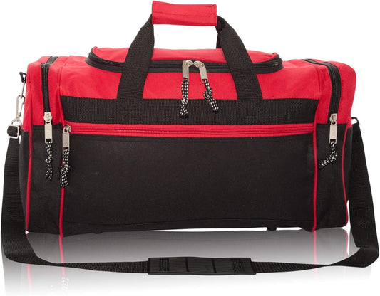 DALIX 21" Blank Sports Duffle Bag Gym Bag Travel Duffel with Adjustable Strap in Red