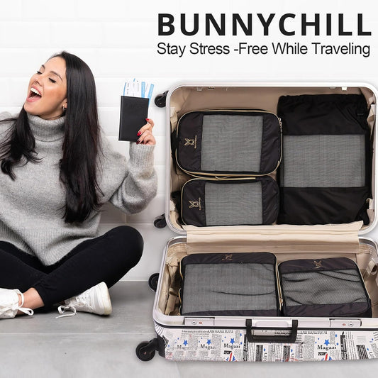 Expandable Compression Packing Cubes for Suitcases,6 Set Lightweight Compressible Travel Packing Organizer for Carry on Suitcase,Organizer Bags Set as Travel Essentials for Women