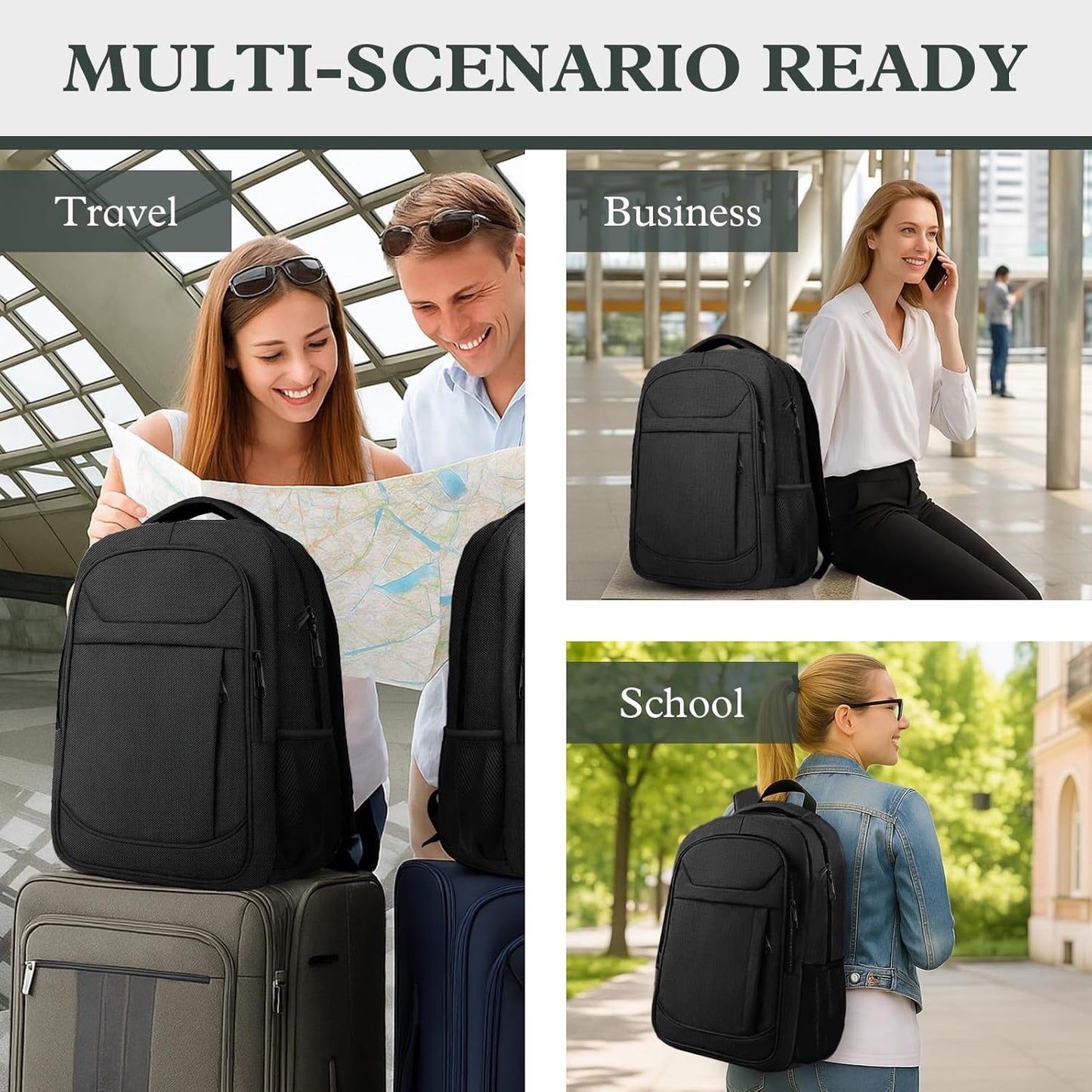 Laptop Backpack,Travel Backpack For Men Women,17 Inch Extra Large Laptop Bag Airline Approved for Business Work College School Backpack, Travel Daypack Bag Gifts for Men Women, Black