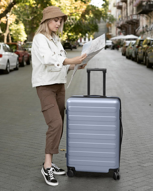 Carry on Luggage 22 X 14 X 9 Airline Approved, 20 Inch Luggage for 3-5 Days Travel, Double Spinner Wheels, 100% Hardshell PC, TSA Lock (00-Shadow (Expandable), Set 2PCS (20-Inch/28-Inch))