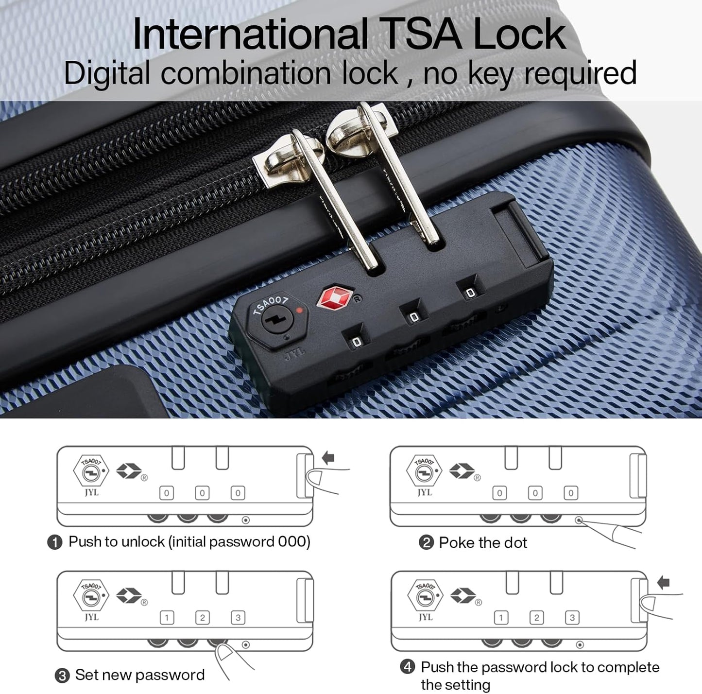 Hanke 29 Inch Expandable Checked Luggage Lightweight PC Hard Shell Luggage Suitcases with Wheels Travel Luggage Rolling Large Suitcase Travel Luggage Bag for Study Abroad.(Dark Blue)