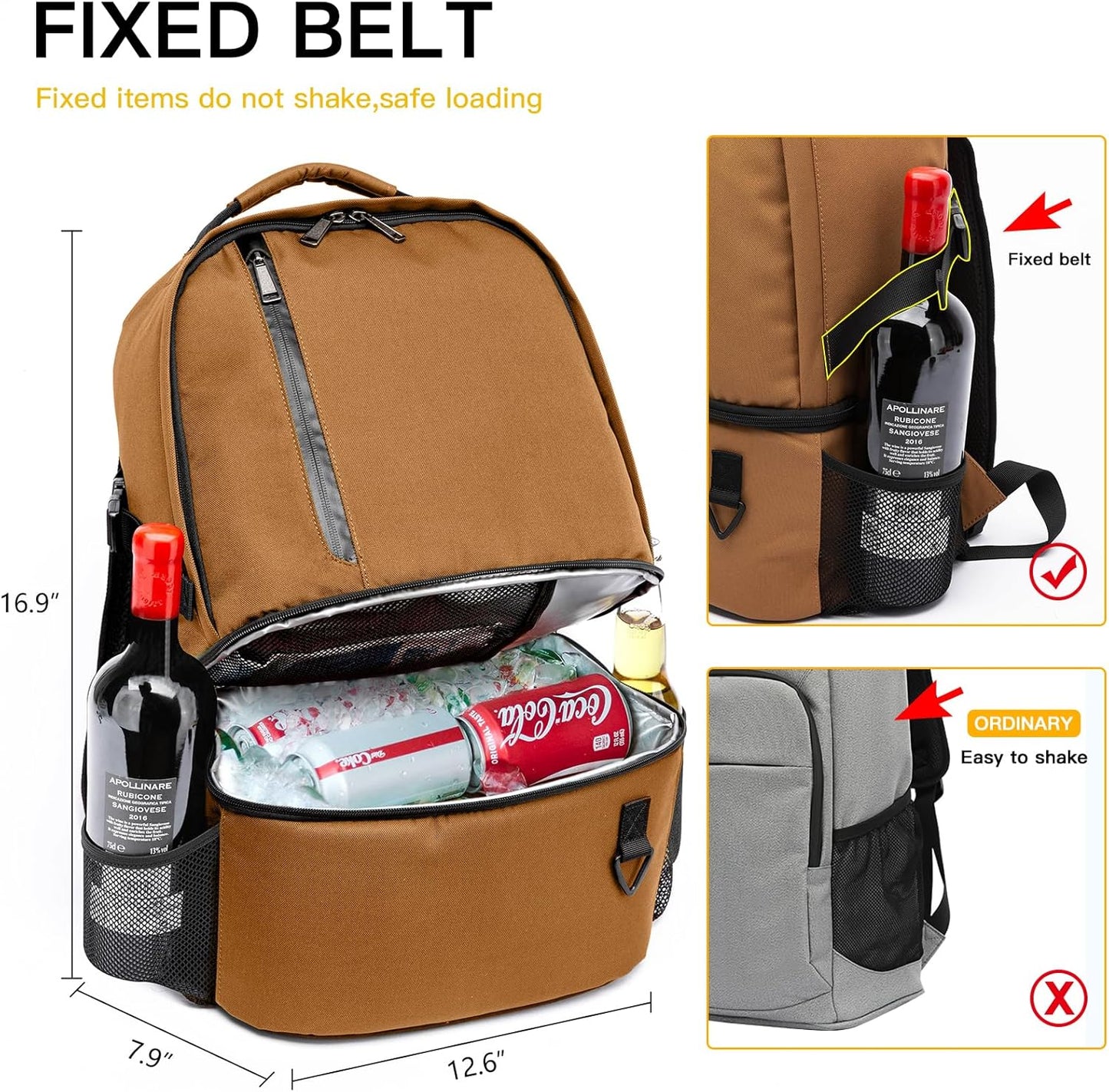 TUGUAN Insulated Cooler Backpack 38 Cans Double Deck Leakproof Lightweight Soft Lunch Backpack Small Cooler Bag Beach Picnic