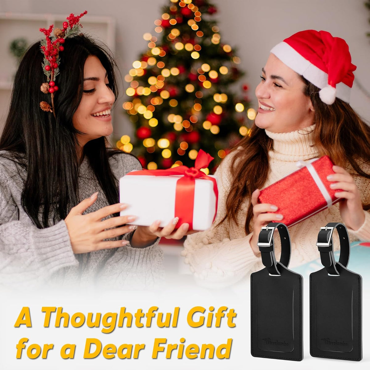 Travelambo Luggage Tags for Suitcases Faux Leather Privacy Protection 16 Pack Bag Tags Travel Accessories Essential, Black