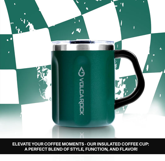 16 Oz Coffee Mug with Handle and Lid, BPA Free Coffee Cup, Keep Cold 6 Hours and Keep Warm 5 Hours, Great Tea Mug for Home Offie and Outdoor Use (Deep Green)