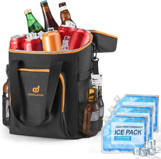 Odoland Cooler Backpack, 30 Cans Insulated Leak-Proof Cooler Bag with Ice Pack for Women and Men, Waterproof Beach Lunch Cooler