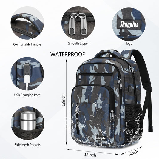 Backpack for Men Women, School Backpack for Boys Girls Teens, 15.6 Inch Laptop Backpacks with USB Port, Water Resistent Book bag, Work College Bookbag, back pack, Mochila para hombre