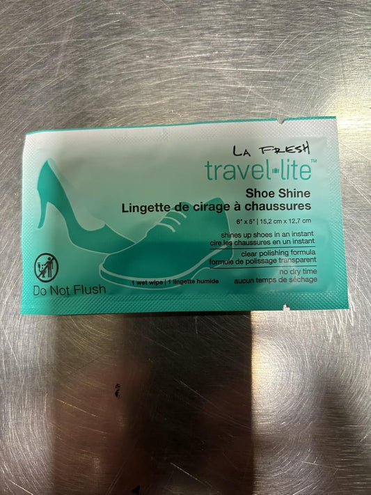 LA Fresh Travel Lite Pre-Moistened Shoe Shine Wipes Pack of 50 Individually Wrapped Streak-Free Cleaning Wipes Perfect For Use On Leather Convenient Size For On The Go
