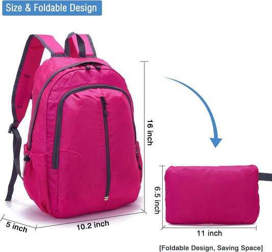 YZAOLL 25L Lightweight Packable Hiking Backpack Waterproof Hiking Daypack for Women Men Gym Backpack Travel Camping Vacation,Rose