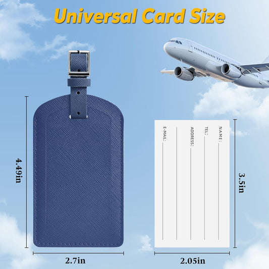 3 Pack Luggage Tags for Suitcases, TSA Approved Bag Tags, Baggage Tags with Privacy Protection, Travel Essentials Luggage Accessories, Dark Blue