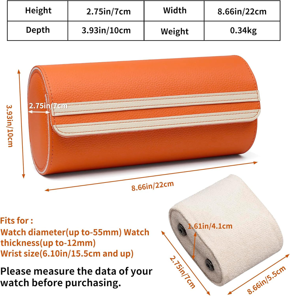 MOZSLY Watch Roll Travel Case 3 Slots Portable Box for Men and Women Watches Organizer Storage Holder PU Leather