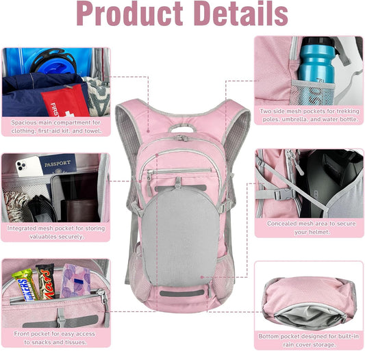 Zavothy 18L Multipurpose Hiking Backpack with 3L Water Bladder – Durable Hydration Backpack with Insulated Bladder Compartment, Hidden Helmet Holder & Rain Cover – for Hiking, Commuting, and Camping