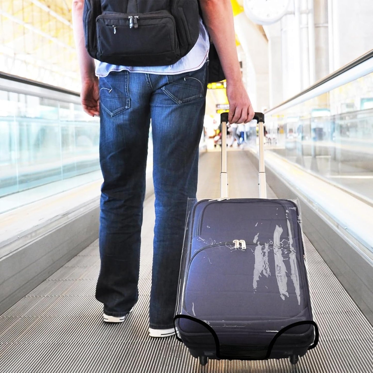 HYPER VENTURE Clear PVC Luggage Cover Full Transparent Suitcase Protector Fits 30 Inch Luggage, XL