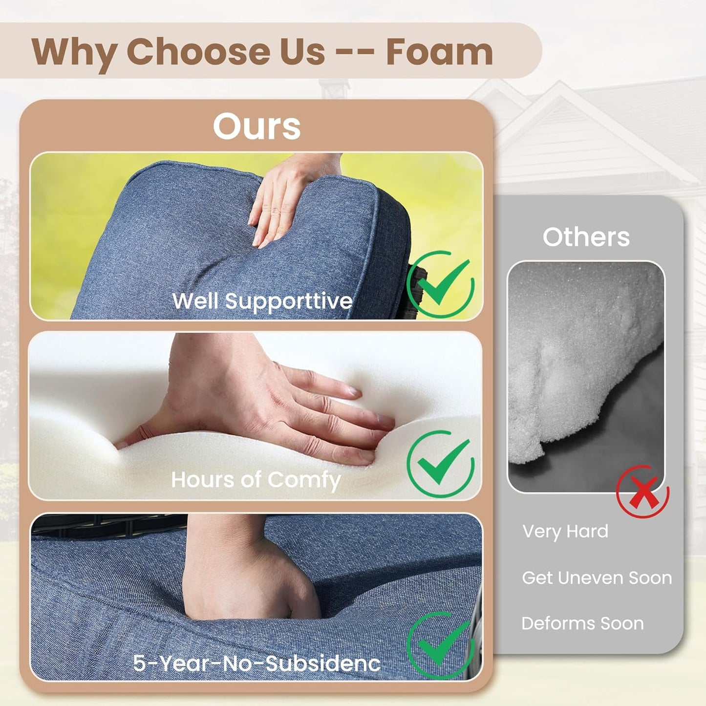 HOOOWOOO Patio Furniture Set,8 Pieces Outdoor Conversation Set,All Weather Wicker Loveseat Sofa Set with High Back Swivel Rocking Chairs Tables,Denim Blue