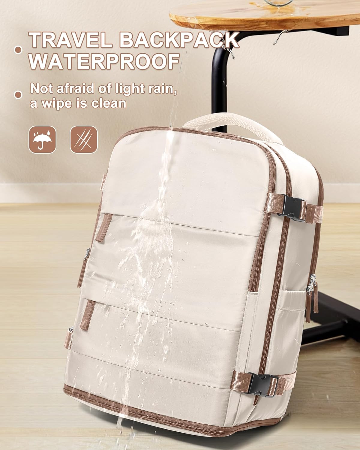 coowoz Travel Backpack Carry On for Women Man Gym Backpacks with Laptop Compartment Mochila de Viaje Teacher Personal Item Backpack Rucksack Airplane Accessories Must Haves Beige Brown