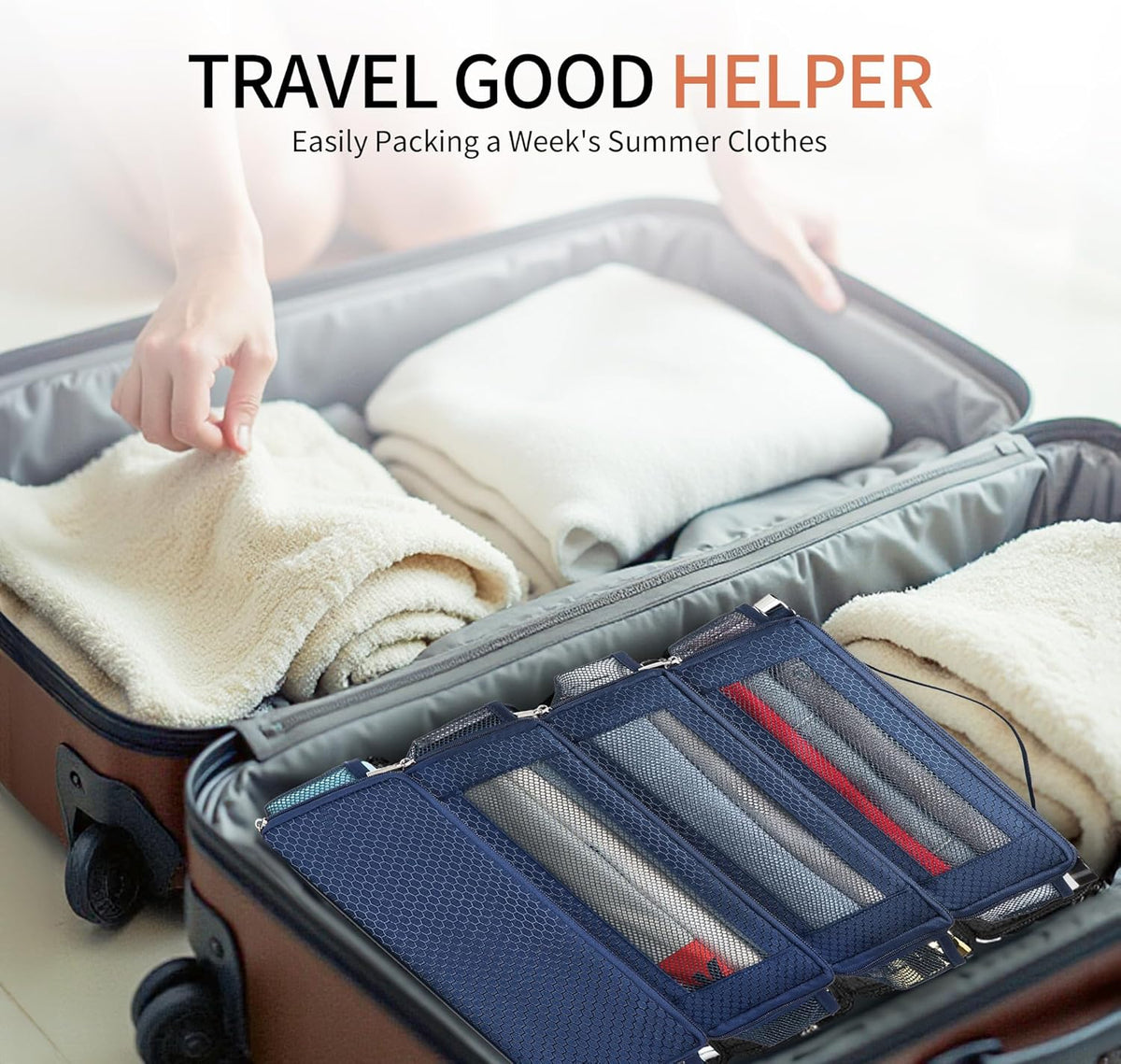 Suitcase Organizer Travel Bags Organizer for Luggage Compression Hanging Packing Cubes for Travel Carry on Closet (Bag Only)