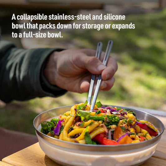 Sea to Summit Detour Stainless Steel Collapsible Bowl, Medium (22 fl oz), Moonstruck Grey