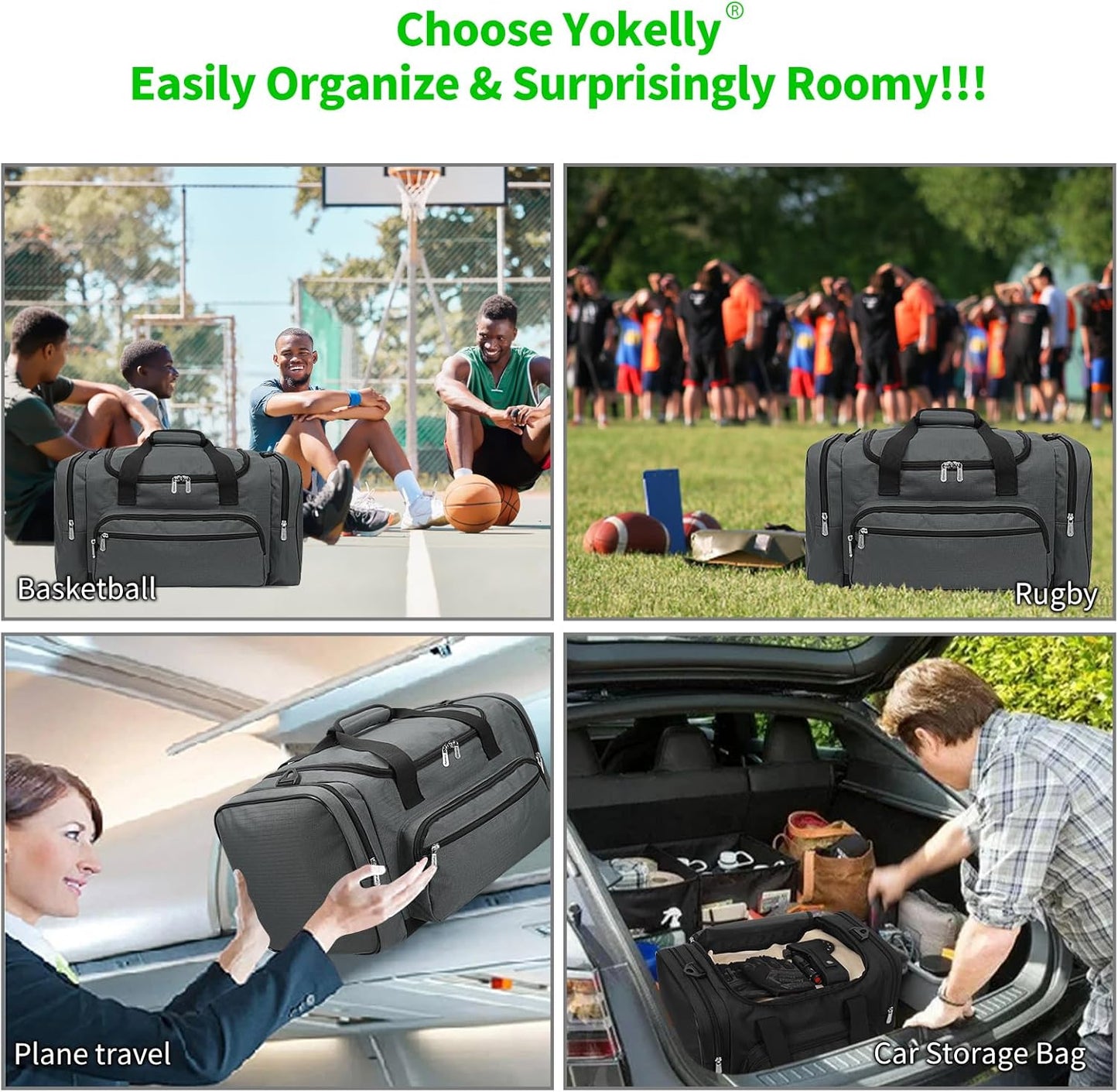 Sports Duffel Bag 20 inch for Travel Gym - Grey