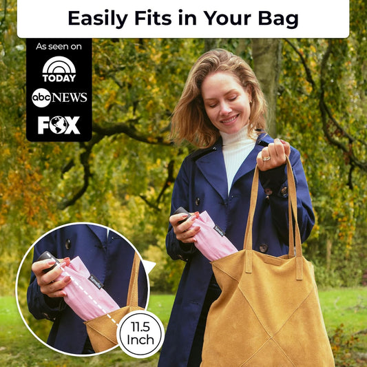 TUMELLA Strongest Windproof Travel Umbrella (Compact, Superior & Beautiful), Small Strong but Light Portable and Automatic Folding Rain Umbrella, Durable Premium Grip, Fits Car & Backpack