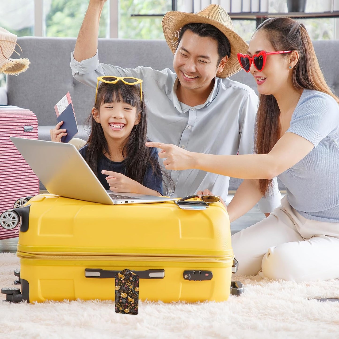 Foxes in The Forest 2 Pack Luggage Tag for Suitcase, Cute Unique Leather Bag Tags Identifiers Privacy Cover ID Label with Durable Steel Loop for Women Men Kids Girls Travel