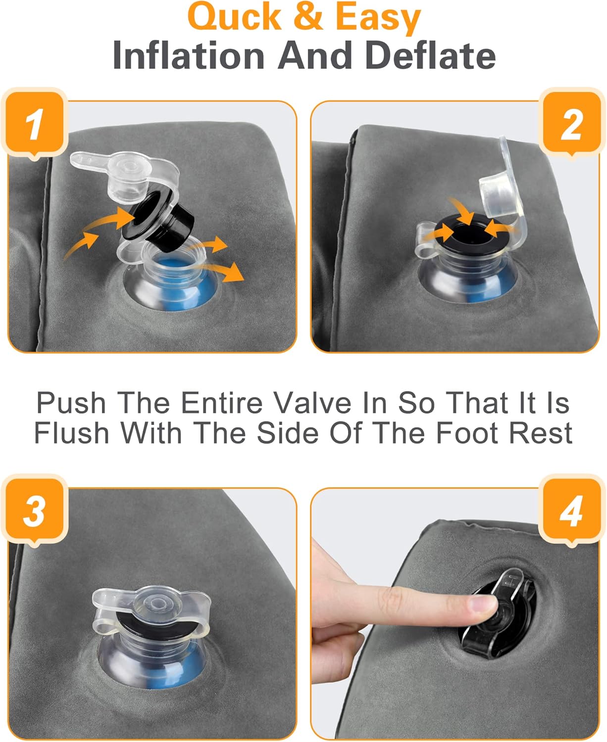 Sunany Inflatable Foot Rest Pillow for Airplane Travel-Adjustable Height Cushions for Kids to Sleep While Traveling, Adults, Suitable for Office, Home and Any Travel(Dark Grey)