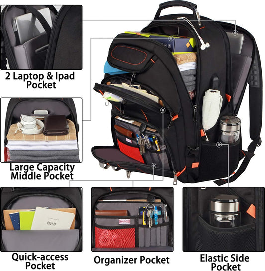 Travel Laptop Backpack,Extra Large 18.4 inch Gaming Laptop Backpacks with USB Charging Port,Big Capacity TSA Friendly RFID Anti Theft Pocket Durable College unisex Heavy Duty Computerbag