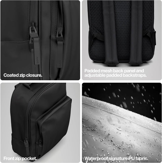 RAINS Regular Book Daypack, Backpack, Laptop Bag, Waterproof, 2 Year Warranty, Black