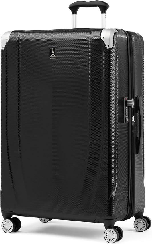 Travelpro Pathways 3 Hardside Expandable Luggage, 8 Spinner Wheels, Lightweight Hard Shell Suitcase, Checked Large 28 Inch, Black Knight
