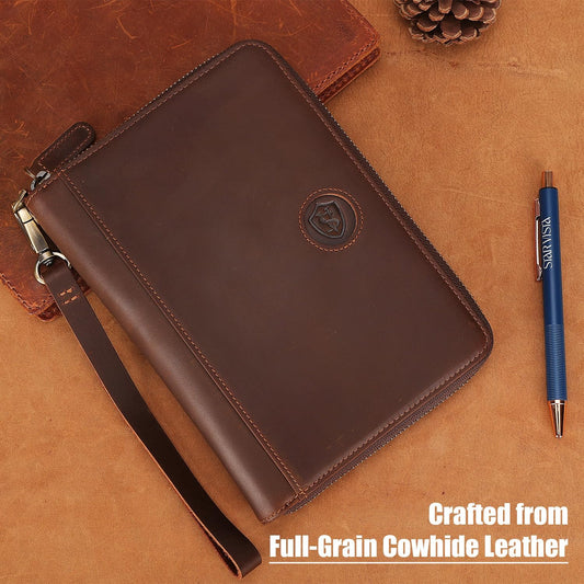 STAR VISTA Lorenzo Full Grain Leather Family Passport Wallet for 4, Large Travel Document Organizer for Exquisite Voyagers, Multi-Currency Compartments, RFID Blocking, AirTag Track, Espresso Brown