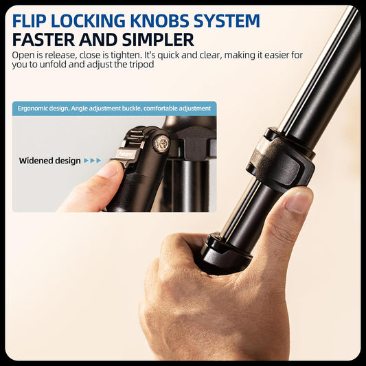 Fotopro 73" Camera Tripod, Aluminum Compact Travel Tripod and Monopod with 360° Ball Head Quick Release Plate, Professional Camera Tripod for DSLR, A4I A5I (Blue, 80 Inch)