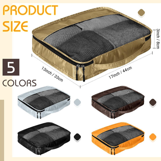 5 Pcs Packing Cubes for Suitcase Large Travel Cubes Carry on Luggage Organizer Bags for Clothes Accessories(L,Apricot)