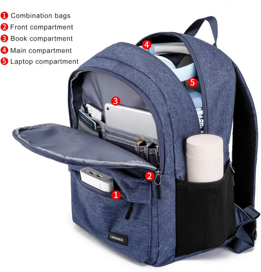 School backpack for Teen Boy, 15.6 inch Laptop Backpack with USB Charging Port, Large Computer Bookbag with Compartments, Ergonomic Straps, Blue