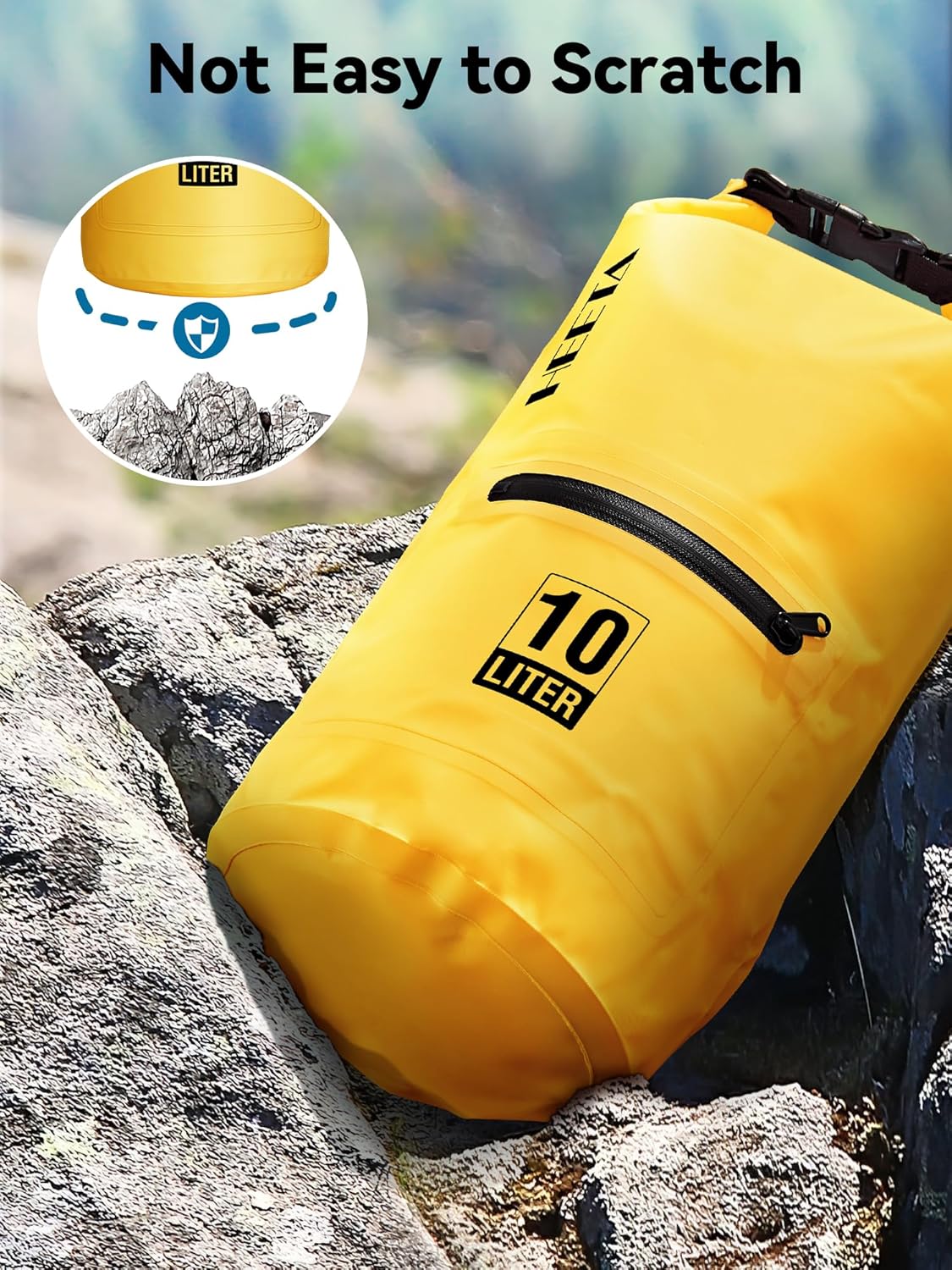 HEETA Waterproof Dry Bag with Front Zippered Pocket for Women Men, 5L/10L/20L/30L/40L Roll Top Lightweight Dry Storage Bag Backpack for Travel, Kayaking, Boating, Rafting, Camping, Hiking & Beach