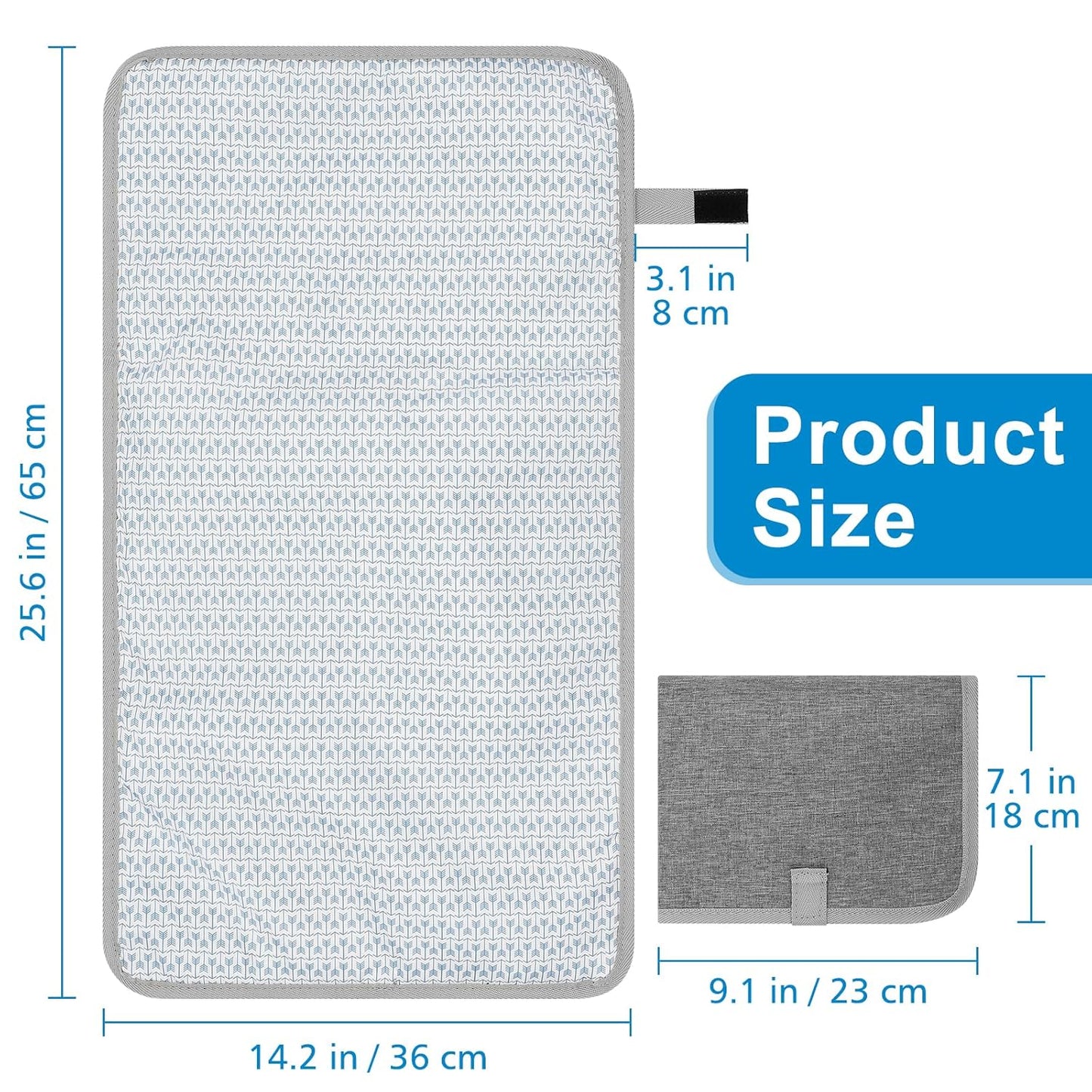 Accmor Portable Diaper Changing Pad, Waterproof Baby Changing Mat, Foldable Portable Travel Changing Pads for Baby, Grey